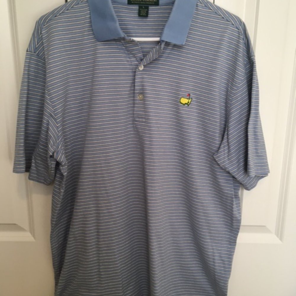 Master's Golf Men's Amen Corner Polo Shirt, Blue Striped, Size L